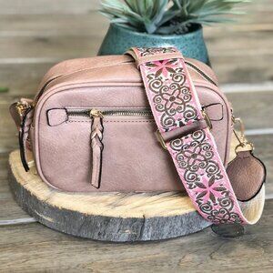 Blush Boho Guitar Strap Crossbody Bag